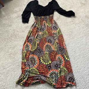 Vintage 70s Psychedelic Peasant Style Dress